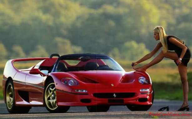 Hot  girls And New Red Cars Ferrari 2011